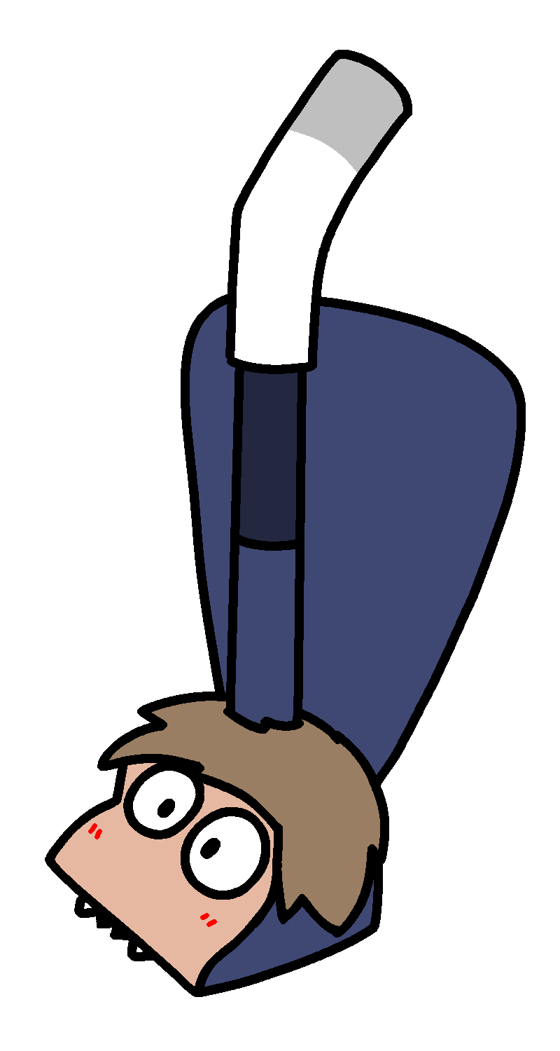 Tyler as an upright vacuum cleaner