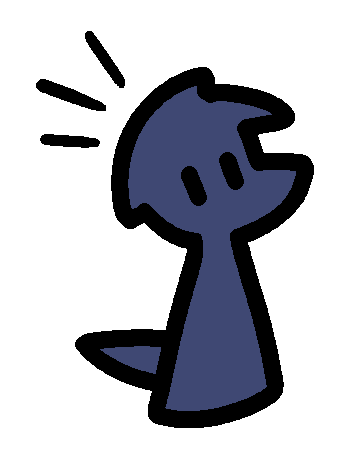A very simple depiction of a lizard character, omitting limbs