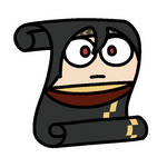 Seadall from "Fire Emblem: Engage" as a partially unrolled scroll