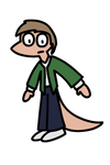 My fursona Tyler wearing green with his arms stuck out