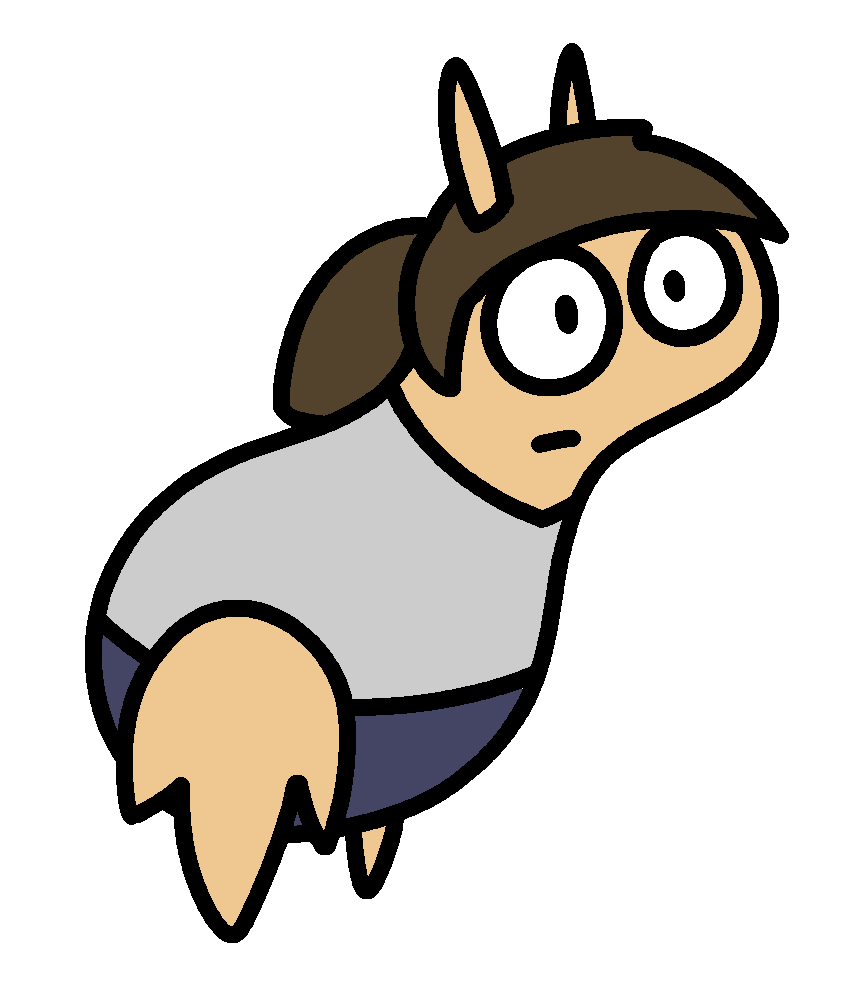 A drawing of a floating human-ish character with antennae