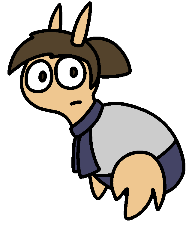 Odri floating and looking at you from an angle while wearing a blue scarf